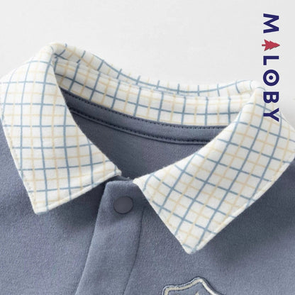 Combinaison longues effet 2 en 1 pour bébé garçon en bleu, parfait pour les événements spéciaux.