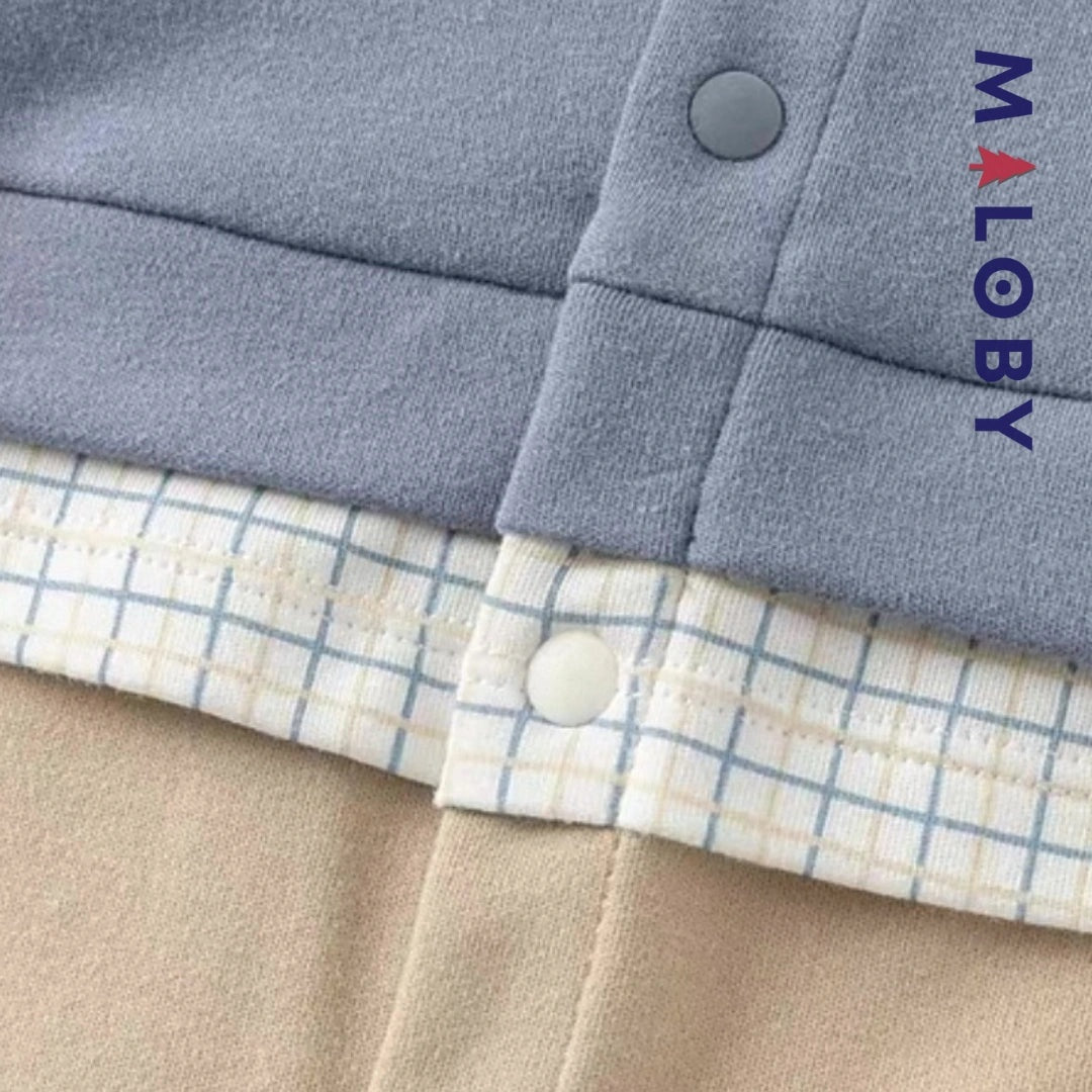 Combinaison longues effet 2 en 1 pour bébé garçon en bleu, parfait pour les événements spéciaux.