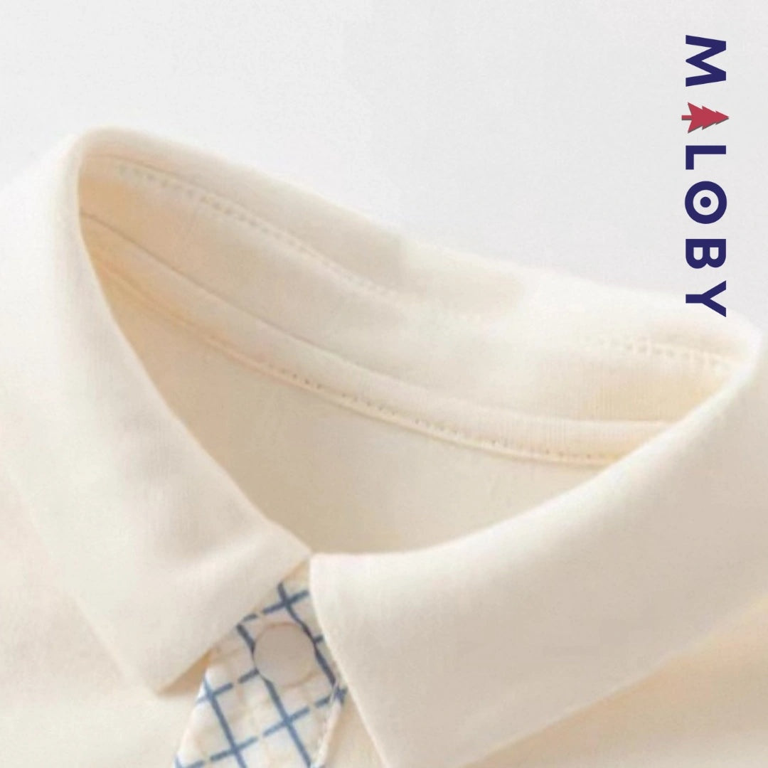 Combinaison longue fantaisie beige pour bébé garçon, élégante et confortable.