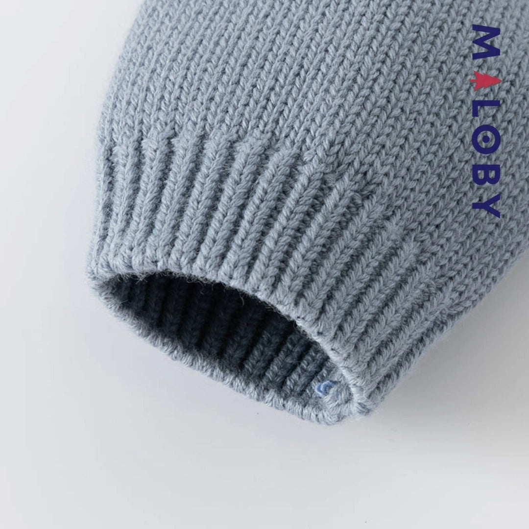 Combinaison en tricot bleu gris pour enfant garçon - MALOBY, idéale pour les anniversaires.