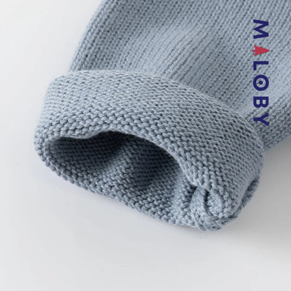 Combinaison en tricot bleu gris pour enfant garçon - MALOBY, idéale pour les anniversaires.