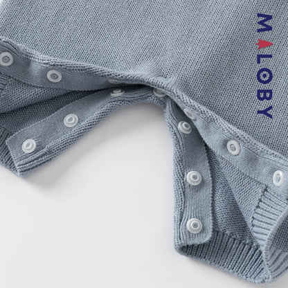 Combinaison en tricot bleu gris pour enfant garçon - MALOBY, idéale pour les anniversaires.
