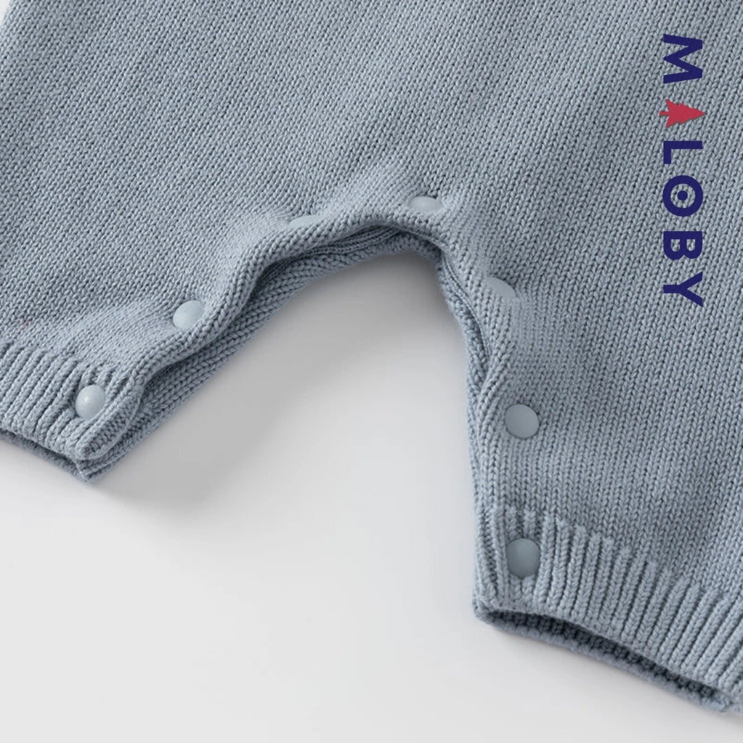 Combinaison en tricot bleu gris pour enfant garçon - MALOBY, idéale pour les anniversaires.