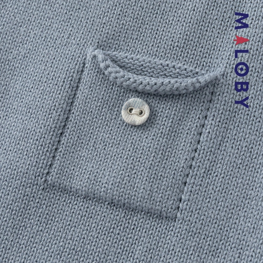 Combinaison en tricot bleu gris pour enfant garçon - MALOBY, idéale pour les anniversaires.