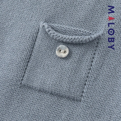 Combinaison en tricot bleu gris pour enfant garçon - MALOBY, idéale pour les anniversaires.