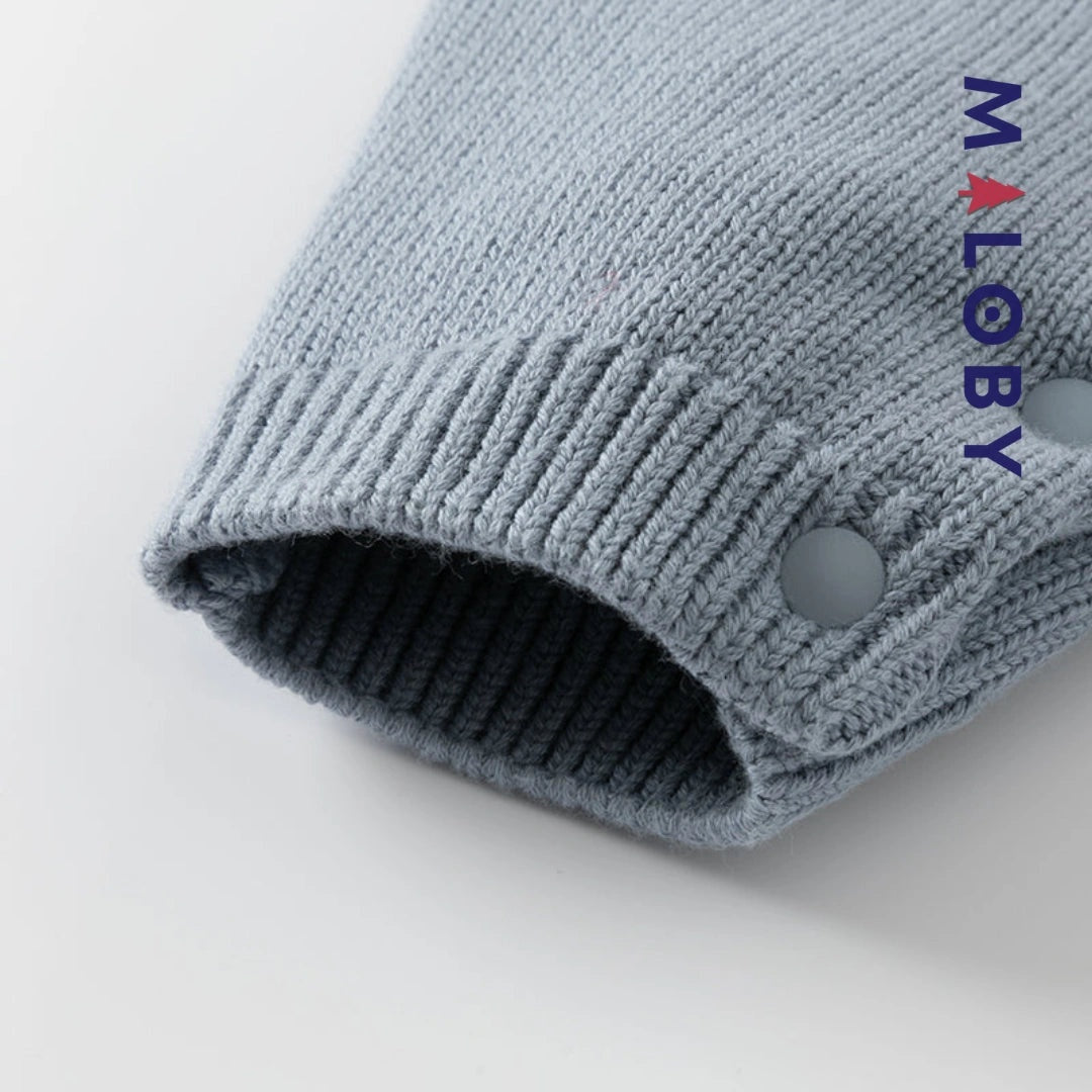 Combinaison en tricot bleu gris pour enfant garçon - MALOBY, idéale pour les anniversaires.