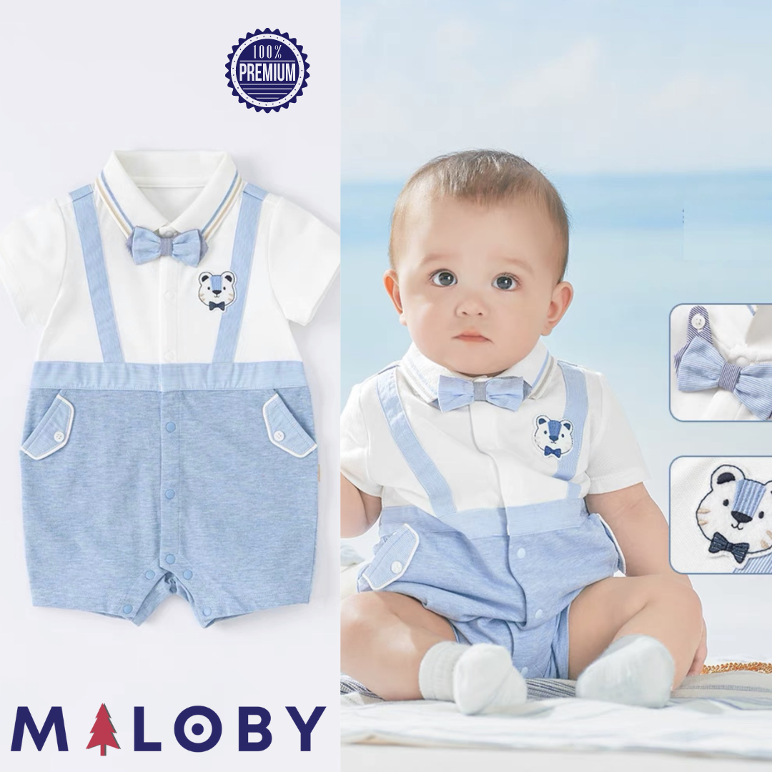 Combinaison courte avec nœud papillon - Bébé garçon -robes et ensembles pour filles, bébés et garcons - MALOBY