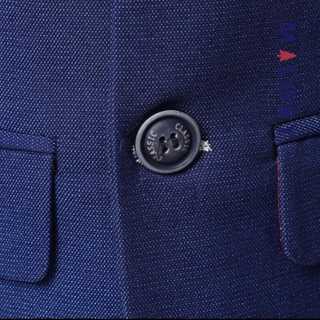 Costume 5 pièces bleu pour garçon, idéal pour anniversaires et événements festifs.