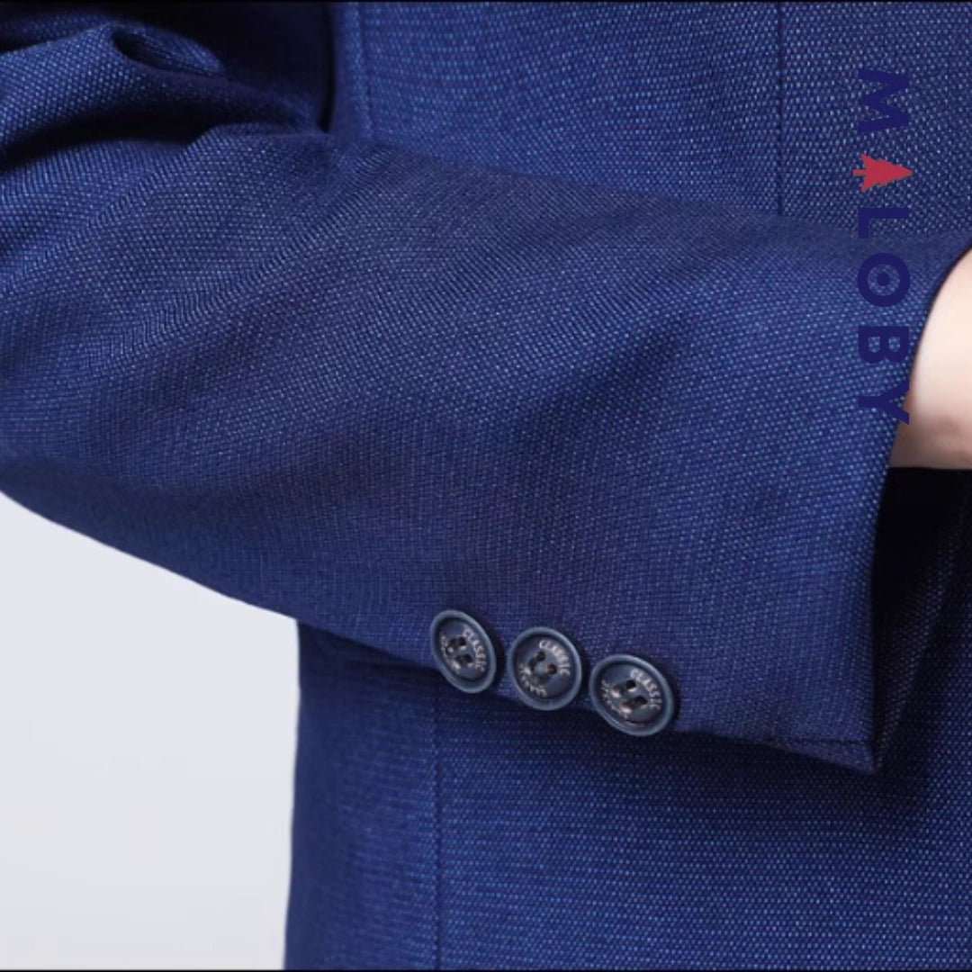 Costume 5 pièces bleu pour garçon, idéal pour anniversaires et événements festifs.