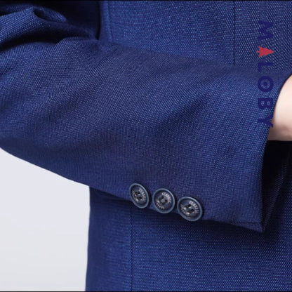 Costume 5 pièces bleu pour garçon, idéal pour anniversaires et événements festifs.