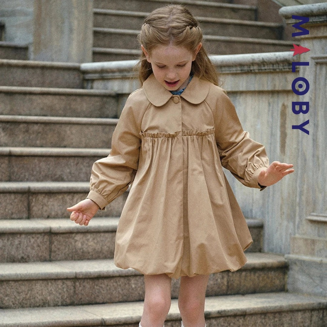 Coupe-vent mi-long beige pour fille, idéal pour les vêtements enfants au Maroc.