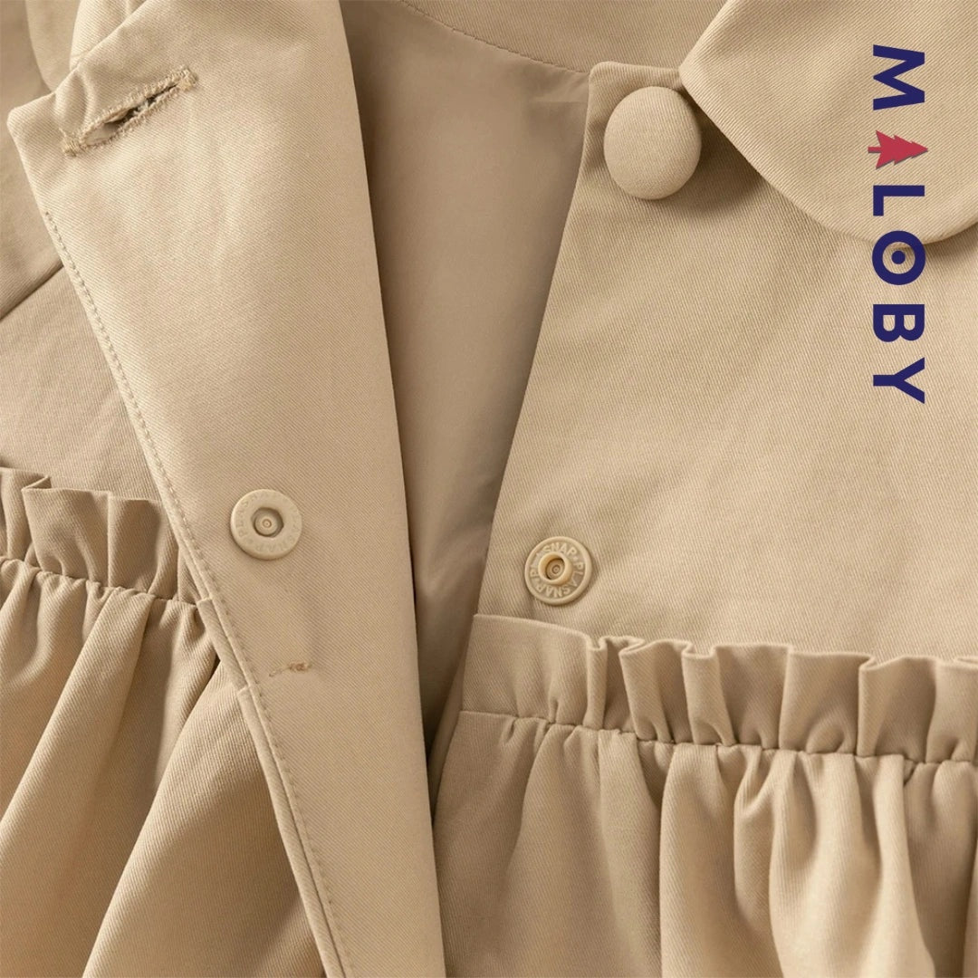 Coupe-vent mi-long beige pour fille, idéal pour les vêtements enfants au Maroc.