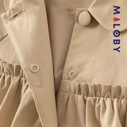 Coupe-vent mi-long beige pour fille, idéal pour les vêtements enfants au Maroc.