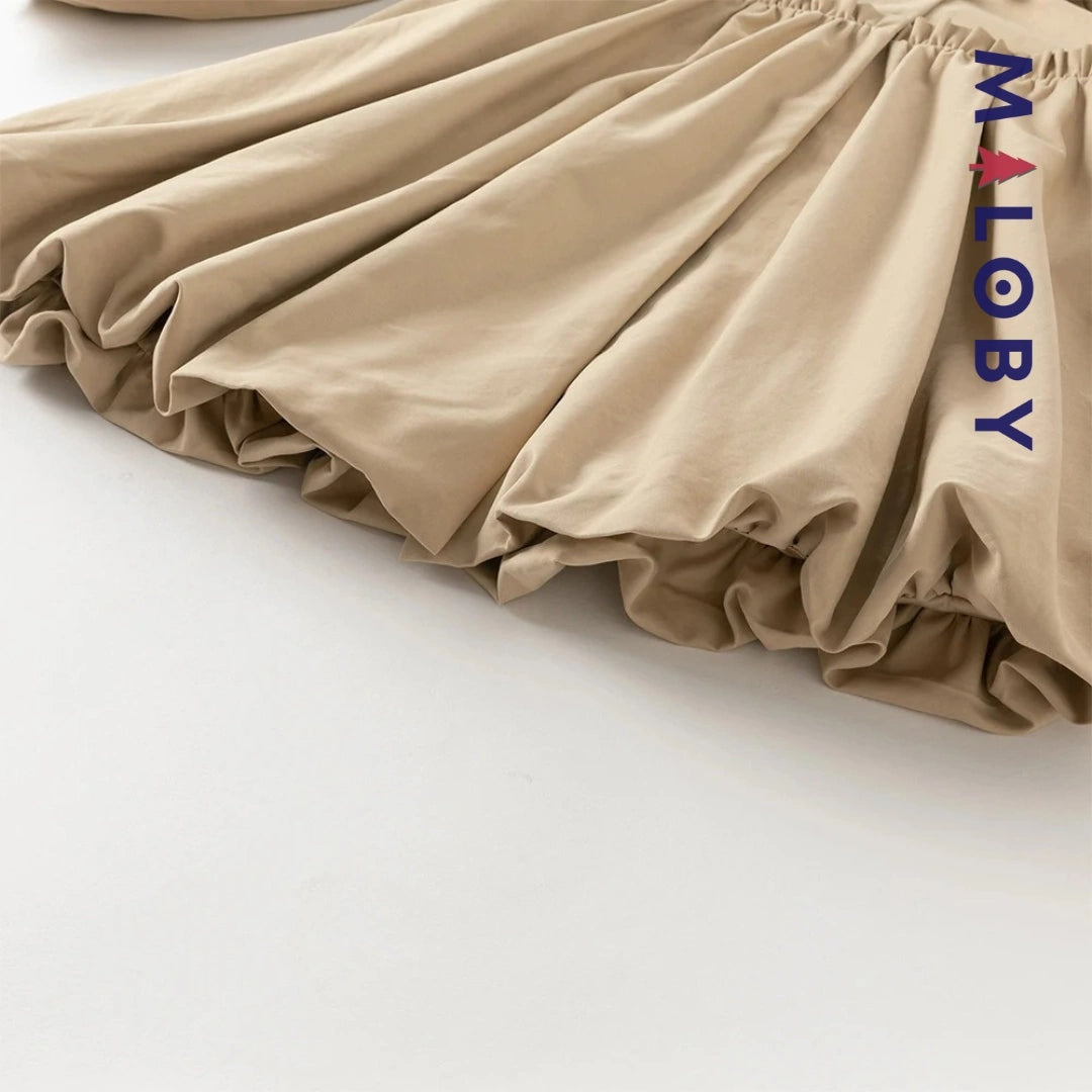 Coupe-vent mi-long beige pour fille, idéal pour les vêtements enfants au Maroc.