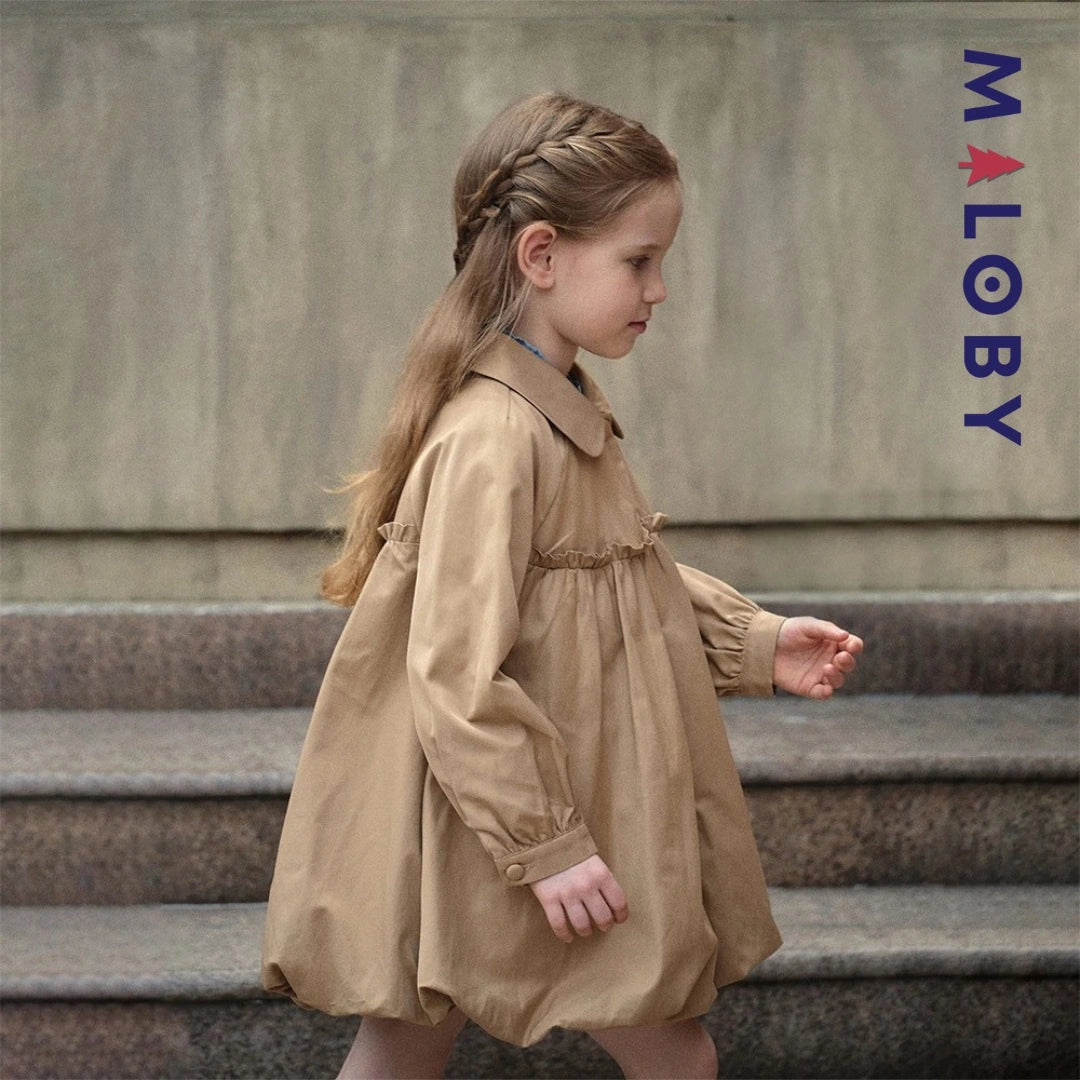 Coupe-vent mi-long beige pour fille, idéal pour les vêtements enfants au Maroc.