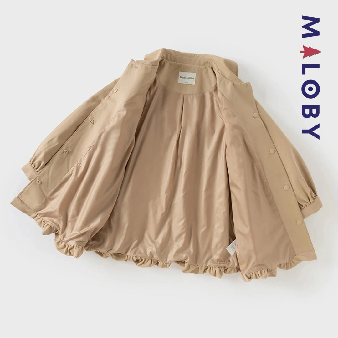 Coupe-vent mi-long beige pour fille, idéal pour les vêtements enfants au Maroc.