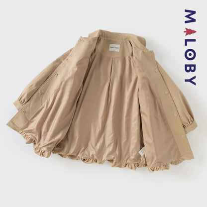 Coupe-vent mi-long beige pour fille, idéal pour les vêtements enfants au Maroc.