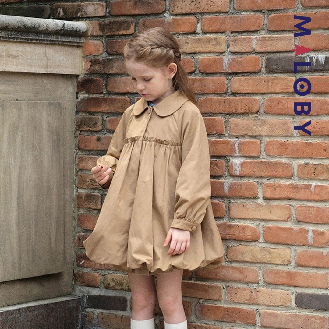 Coupe-vent mi-long beige pour fille, idéal pour les vêtements enfants au Maroc.