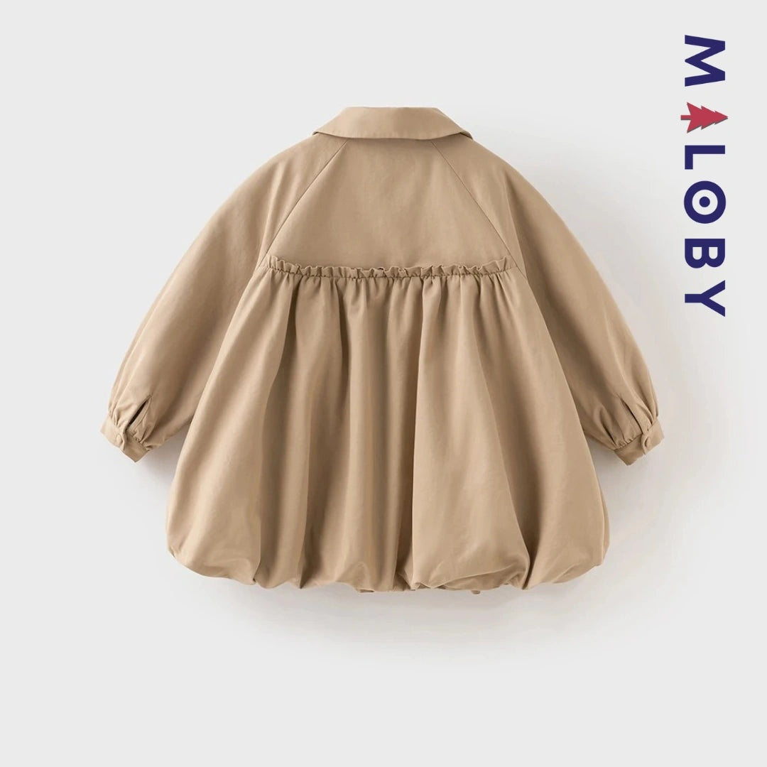 Coupe-vent mi-long beige pour fille, idéal pour les vêtements enfants au Maroc.