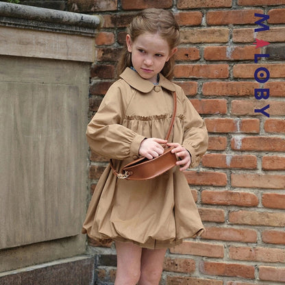 Coupe-vent mi-long beige pour fille, idéal pour les vêtements enfants au Maroc.
