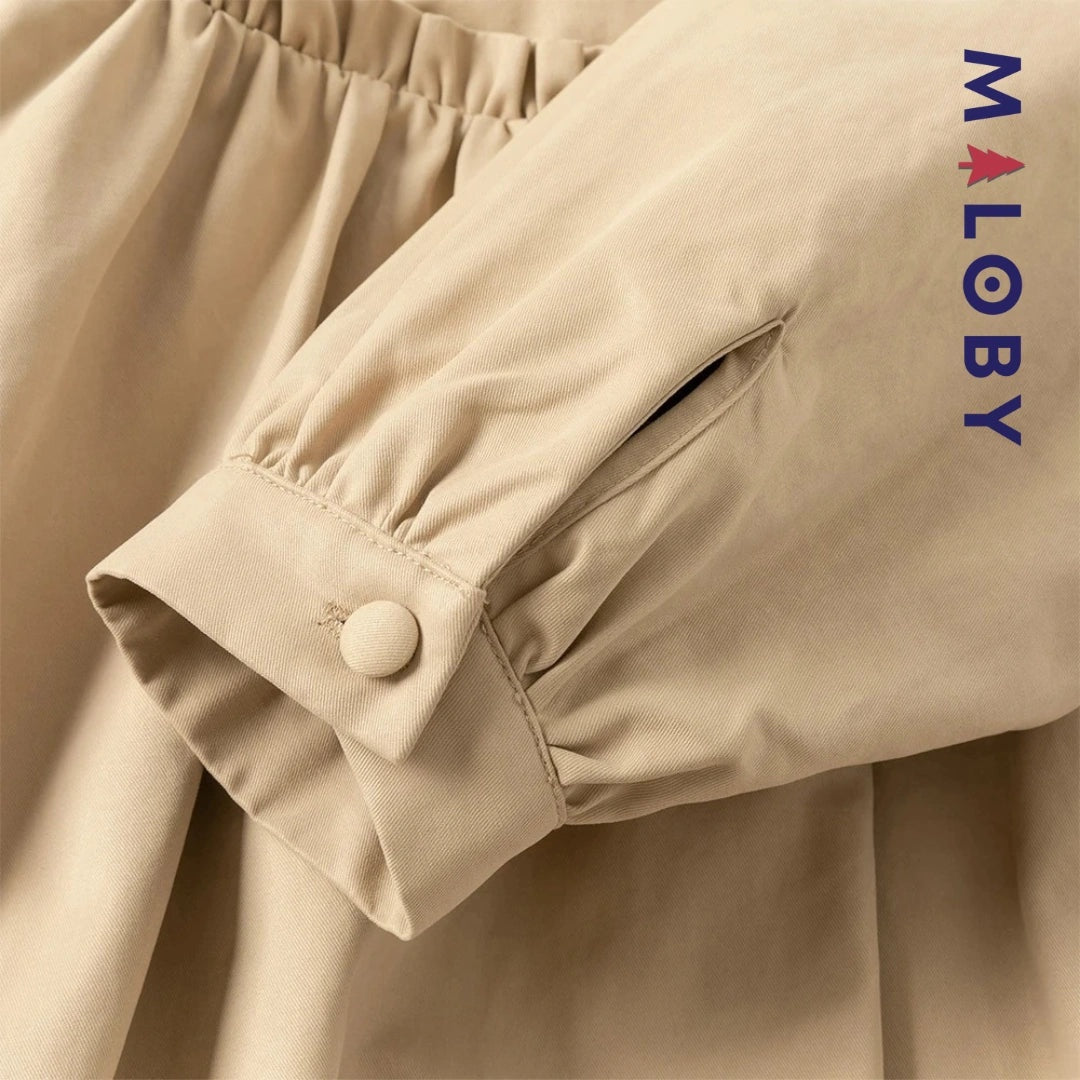 Coupe-vent mi-long beige pour fille, idéal pour les vêtements enfants au Maroc.