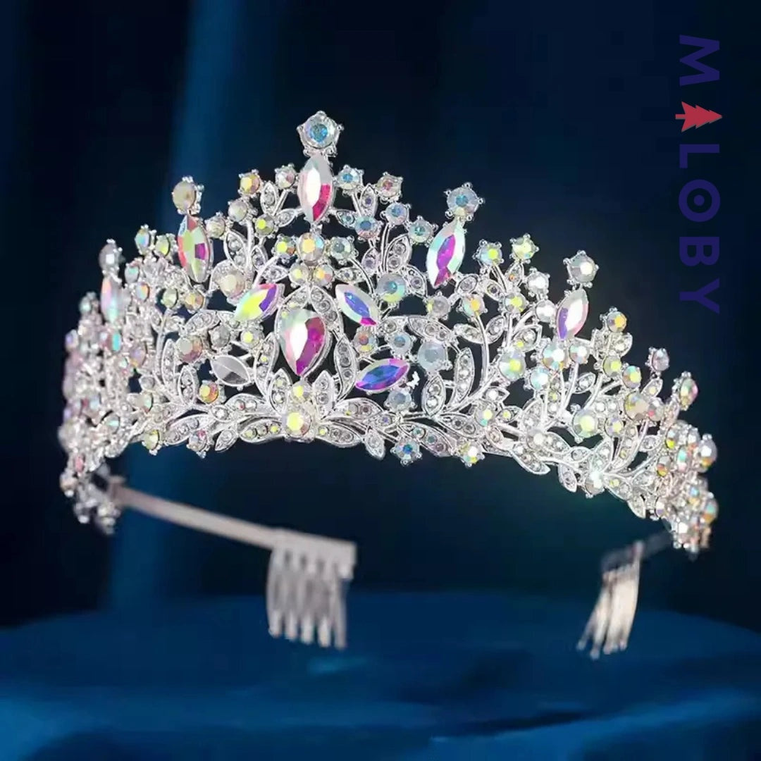 Couronne dorée à perles transparentes pour accessoires cheveux enfants