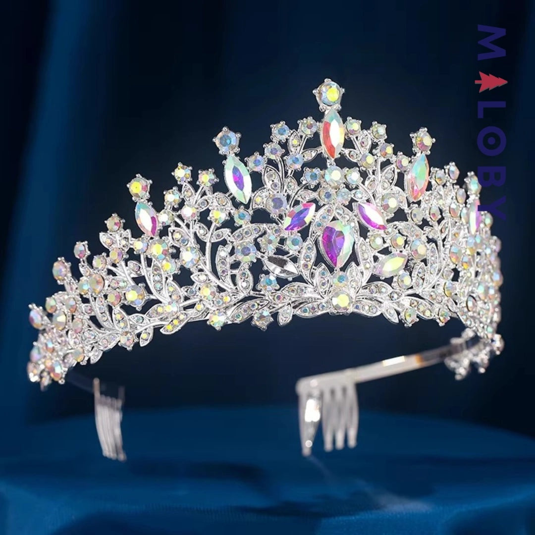 Couronne dorée à perles transparentes pour accessoires cheveux enfants
