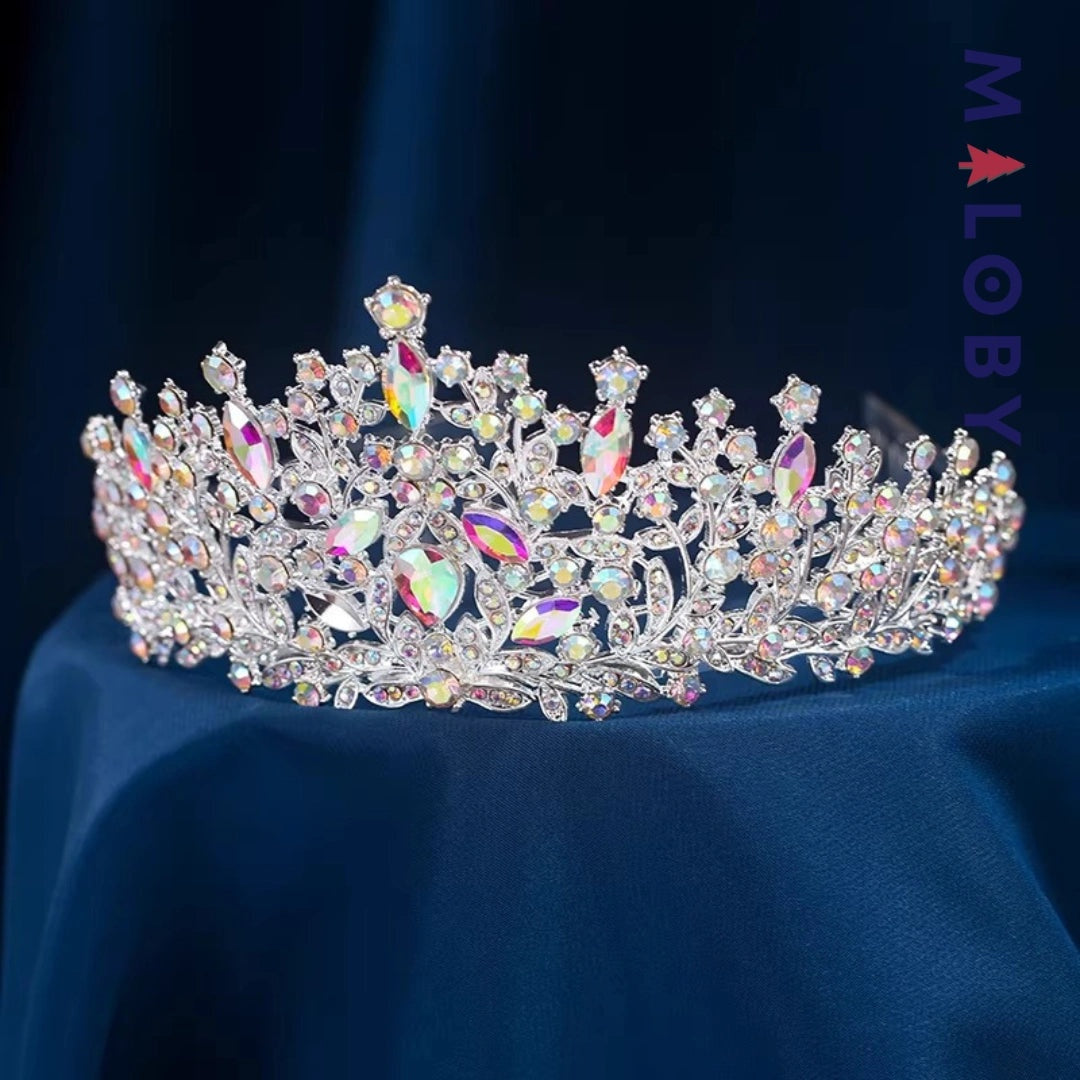 Couronne dorée à perles transparentes pour accessoires cheveux enfants