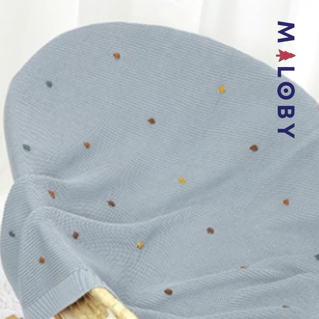 Couverture en tricot - rose/bleu/blanc/caramel -robes et ensembles pour filles, bébés et garcons - MALOBY