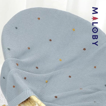 Couverture en tricot - rose/bleu/blanc/caramel -robes et ensembles pour filles, bébés et garcons - MALOBY