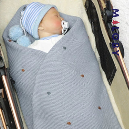 Couverture en tricot - rose/bleu/blanc/caramel -robes et ensembles pour filles, bébés et garcons - MALOBY