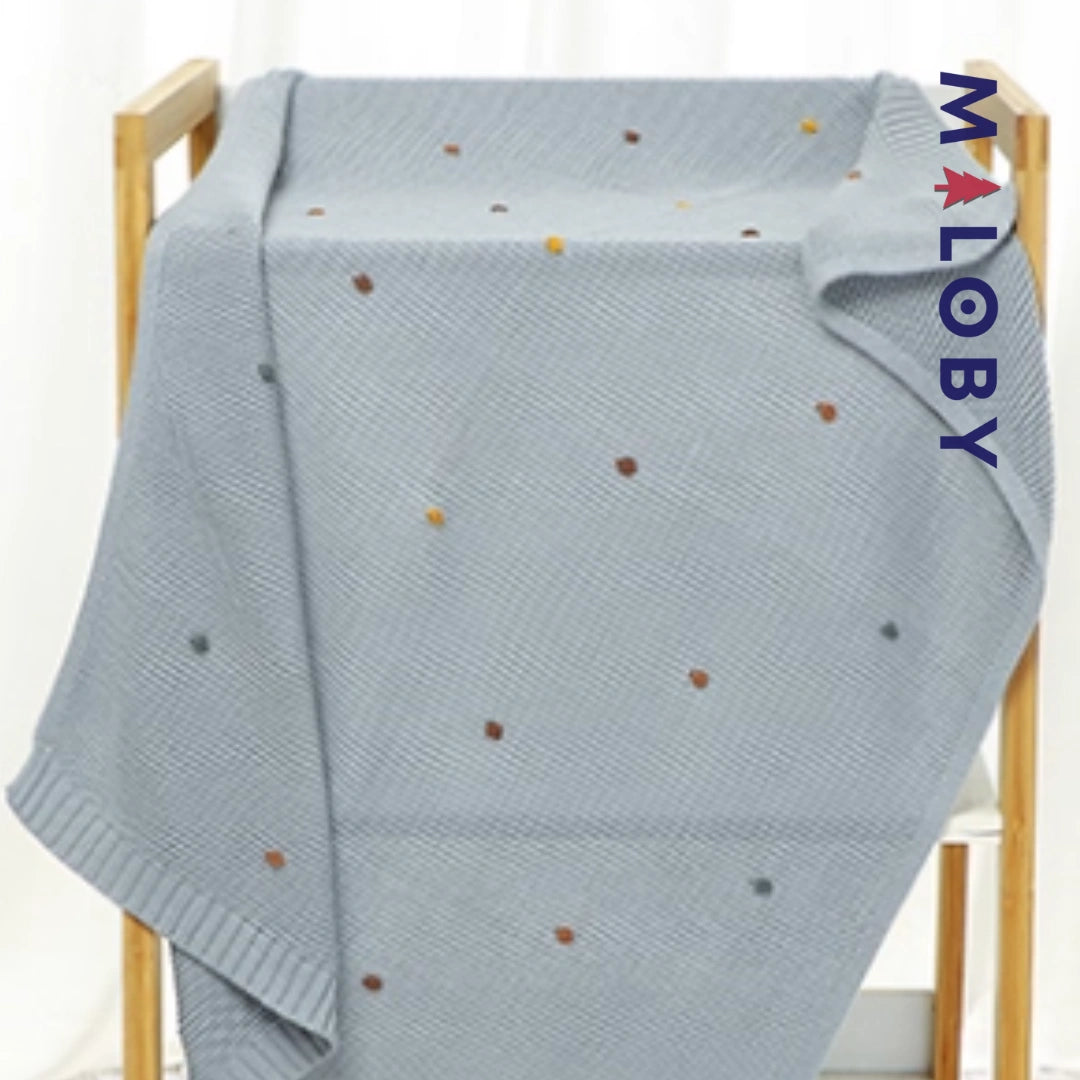 Couverture en tricot - rose/bleu/blanc/caramel -robes et ensembles pour filles, bébés et garcons - MALOBY