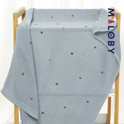 Couverture en tricot - rose/bleu/blanc/caramel -robes et ensembles pour filles, bébés et garcons - MALOBY