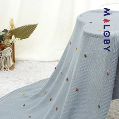 Couverture en tricot - rose/bleu/blanc/caramel -robes et ensembles pour filles, bébés et garcons - MALOBY