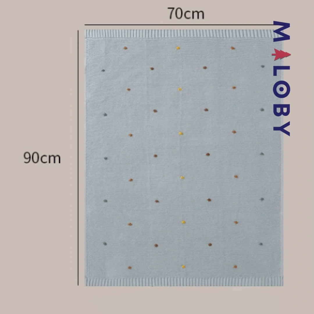 Couverture en tricot - rose/bleu/blanc/caramel -robes et ensembles pour filles, bébés et garcons - MALOBY