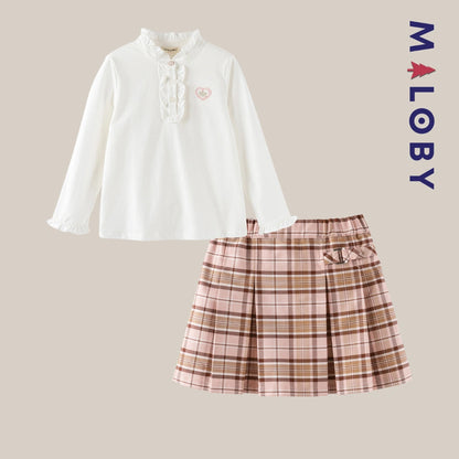 Ensemble Habillé Jupon + chemise enfant fille - Rose/Blanc -robes et ensembles pour filles, bébés et garcons - MALOBY