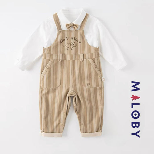 Ensemble habillé Salopette+chemise+noeud -Garçon -robes et ensembles pour filles, bébés et garcons - MALOBY