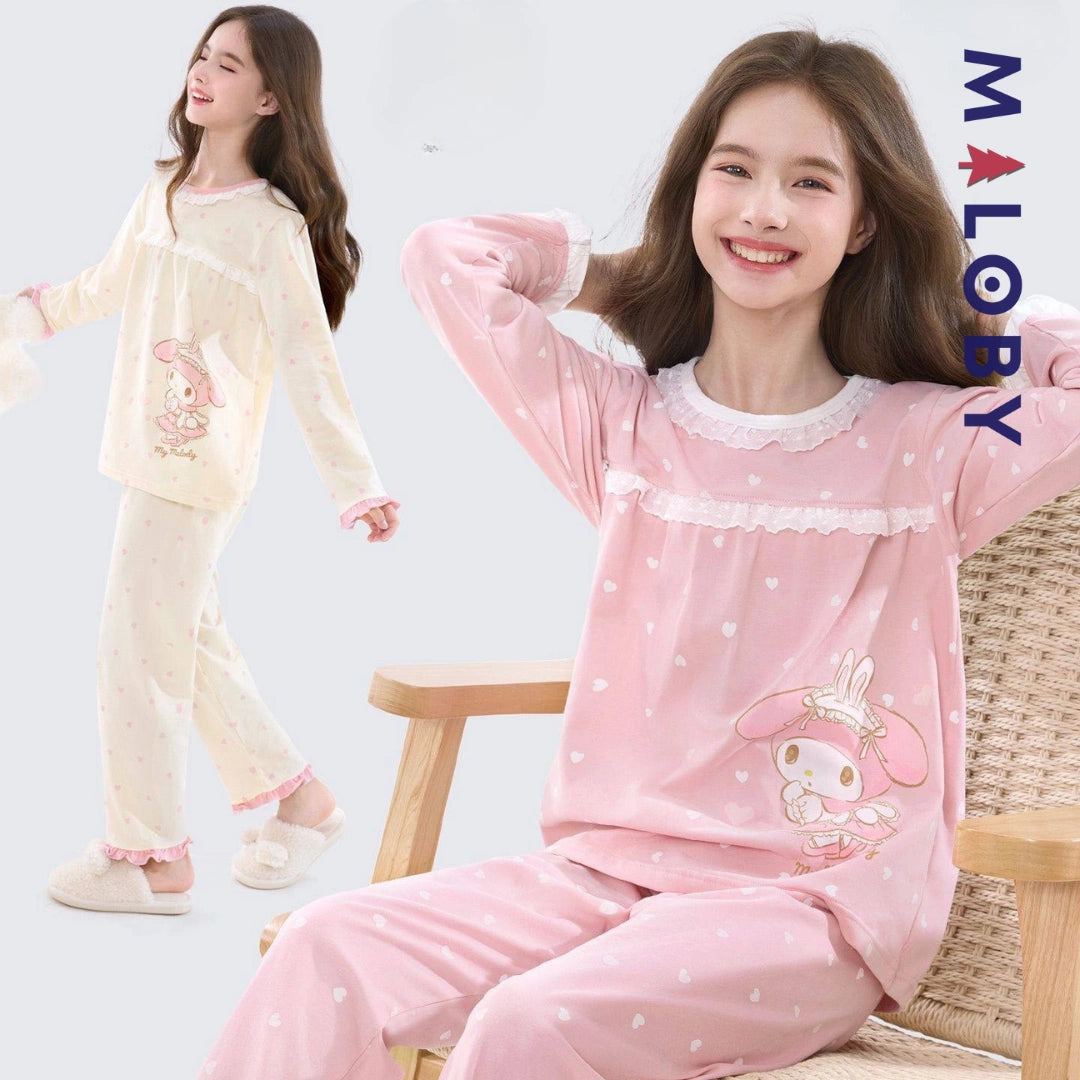 Ensemble Pyjama 2 pièces en coton enfant fille -Rose -robes et ensembles pour filles, bébés et garcons - MALOBY