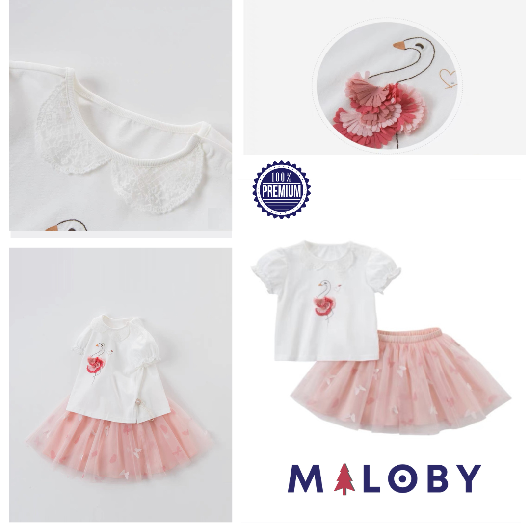 Ensemble Flamant Rose -robes et ensembles pour filles, bébés et garcons - MALOBY