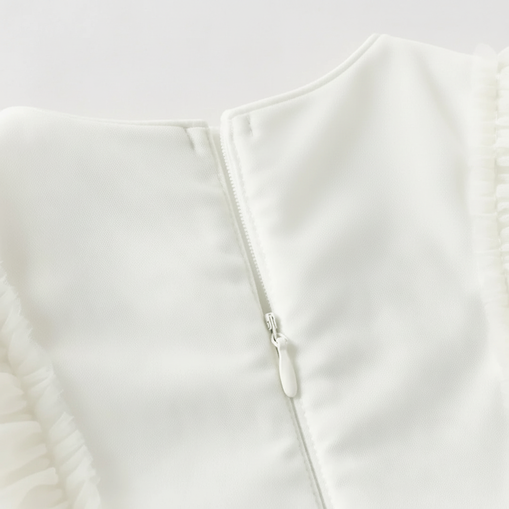 Robe cérémonie brodée fleurs enfant fille -Beige