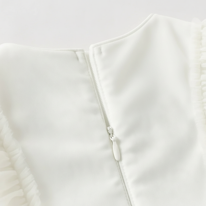 Robe cérémonie brodée fleurs enfant fille -Beige