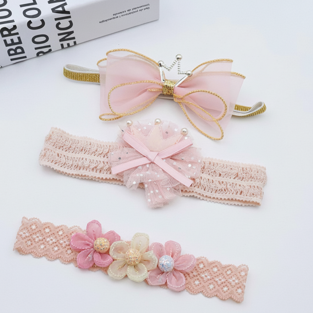 Lot trois bandeaux en dentelle enfant fille - MALOBY