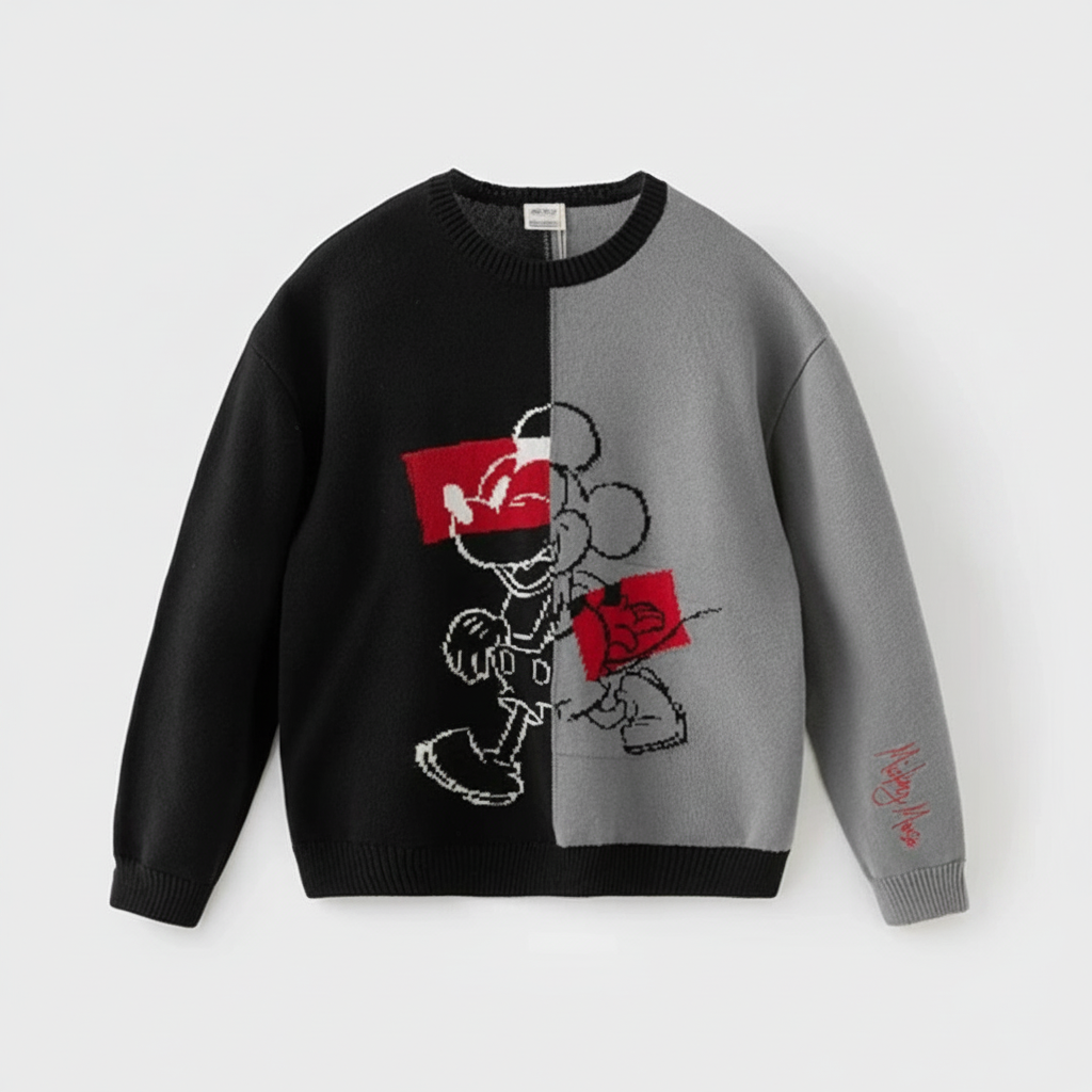 Pull en tricot parent-enfant unisexe- Noir