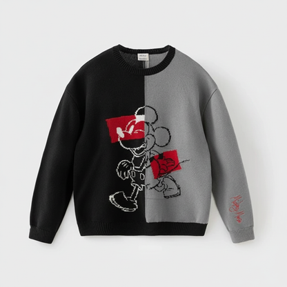 Pull en tricot parent-enfant unisexe- Noir
