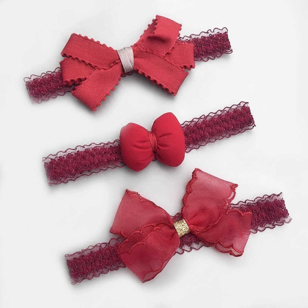 Photo produit : Lot trois bandeaux en dentelle enfant fille - collection accessoire MALOBY
