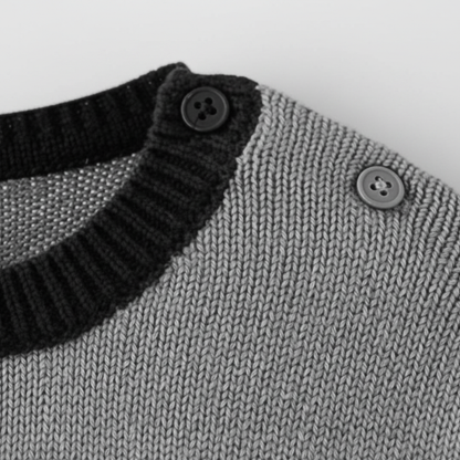 Pull en tricot parent-enfant unisexe- Noir