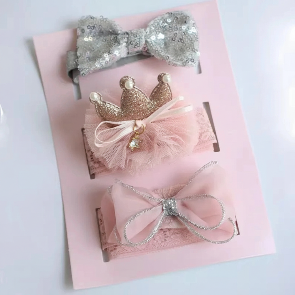 Photo produit : Lot trois bandeaux en dentelle enfant fille - collection accessoire MALOBY