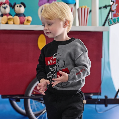 Pull en tricot parent-enfant unisexe- Noir