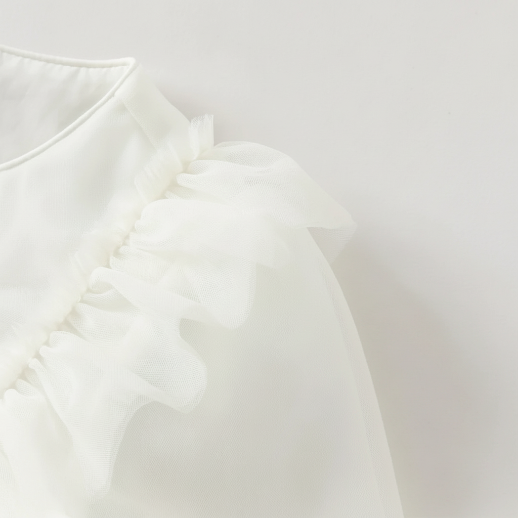 Robe cérémonie brodée fleurs enfant fille -Beige