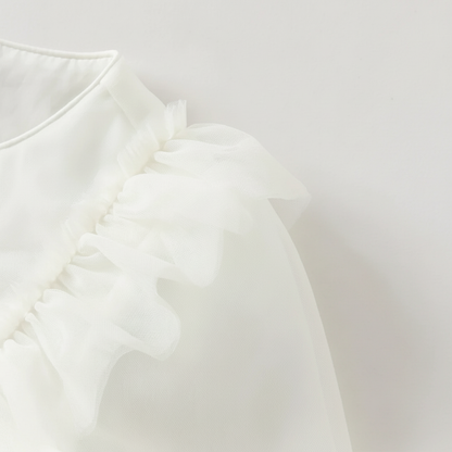 Robe cérémonie brodée fleurs enfant fille -Beige